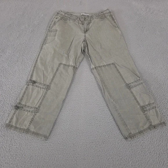 LOT OF 2 Columbia Pants Women 6 Medium Green Tan Cargo Cotton Hiking Straight - Picture 2 of 16